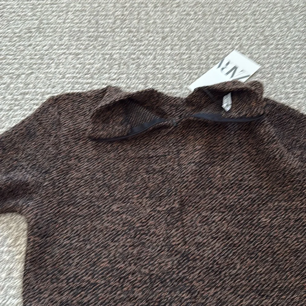 New Zara Brown Black Tweed Mock Neck Top Skirt Set S - Picture 7 of 12